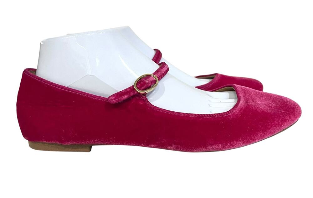 J.Crew Velvet Mary jane Flats Fuchsia Pink Women's Sz 9 US